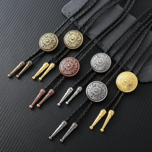 Native American Bolo Tie Rodeo Cowboy Leather Necktie Western Necklace Costume A - Picture 6 of 9